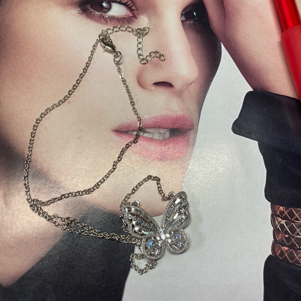 Silver Tone Beautiful Butterfly Necklace - Picture 5 of 5